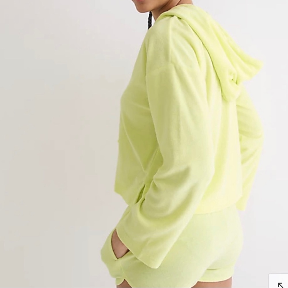 J Crew Towel Terry V-neck Hoodie SZ M NWT - Picture 4 of 5